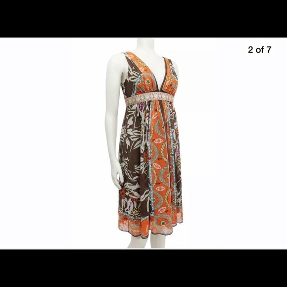 🦋SALE NICOLE MILLER STUDIO EMPIRE WAIST SILK DRES - Picture 3 of 8